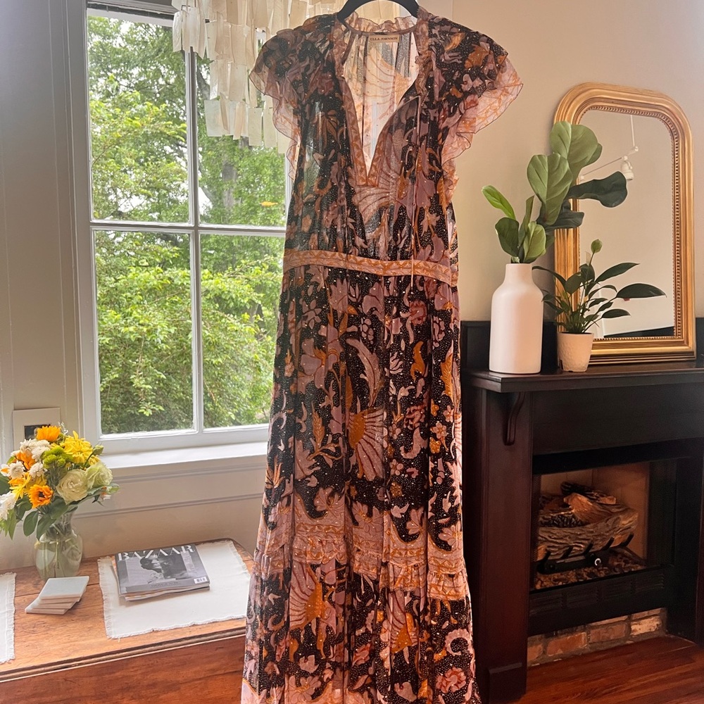 Ulla Johnson Floral V-Neck Maxi Dress